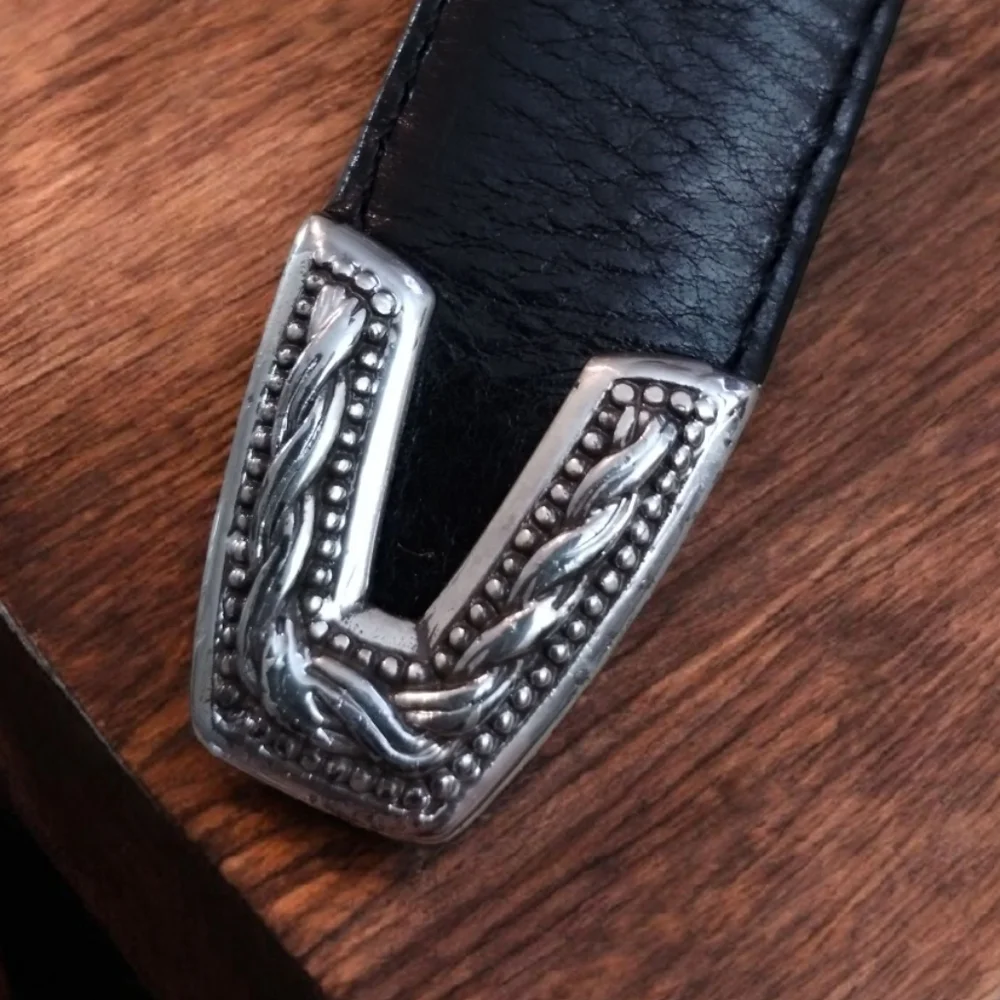 Brighton Black Leather Belt with Decorative Silver Buckle S